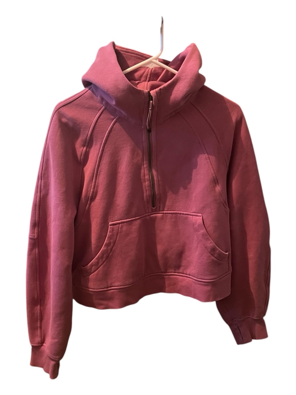 M/L Scuba Oversized 1/2 Zip Hoodie, dark Pink